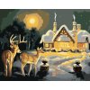 zuty Zuty - Maľovanie Podľa Čísel - Jeleň A Laň U Zasneženého Domu (D. Rusty Rust), 40X50 Cm, Plátno (8596530166849)