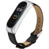 Xiaomi Mi Band 3/4 kožený correa náramok / pások Farba: Strieborno čierna MBSCZ-4KCSTC