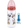 Dojčenská fľaša na učenie NUK Disney Mickey s kontrolou teploty 300 ml červená