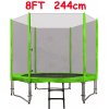 JOKO Záhradná Trampolína 244cm 8FT s kovovou konštrukciou + ochranná sieť + rebrík 2v1, zelená