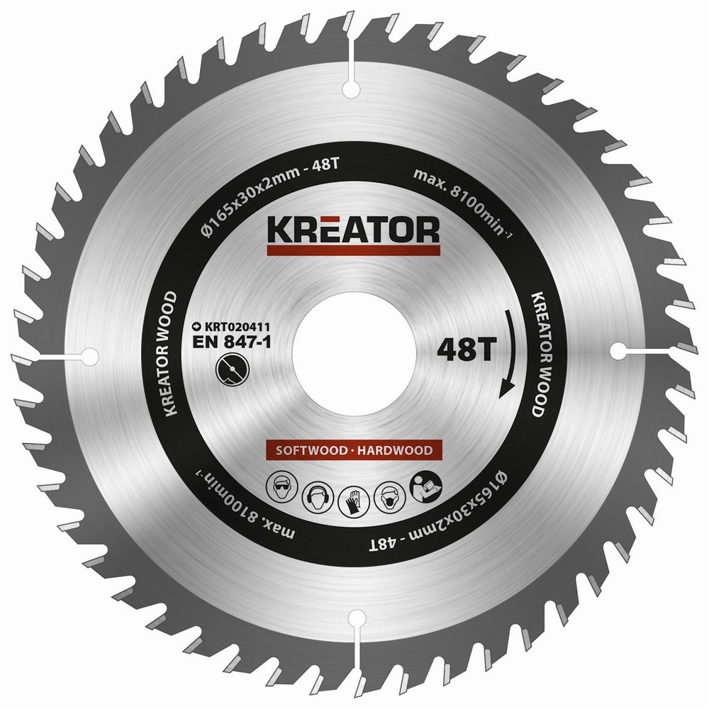Kreator KRT020411 Pílový kotúč na dřevo 165mm 48T