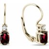 Zlaté visiace náušnice s oválnymi granátmi a briliantmi KLENOTA E0360863