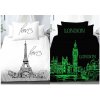 Svietiace obliečky bavlnené Deluxe 3D deň v Paríži noc v Londýne 200x140cm+90x70cm TiaHome