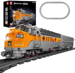 Mould King 12018 World Railway Dieselová lokomotíva EMD F7 s vagónom R/C