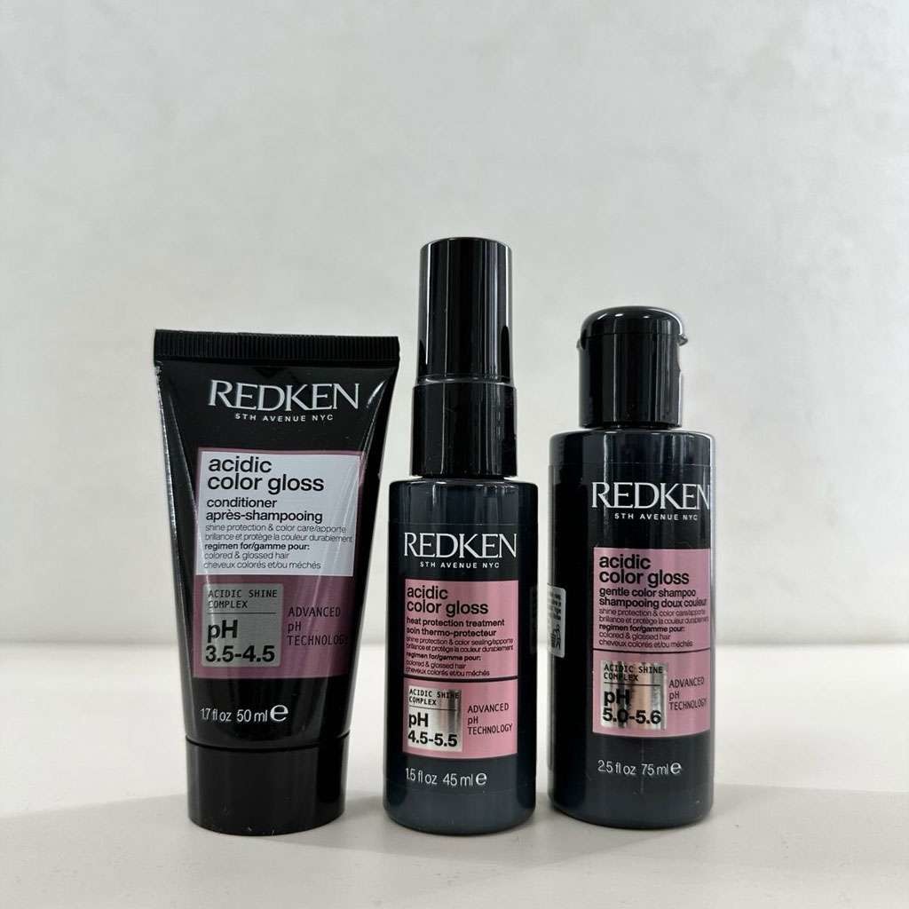 Redken Acidic Color Gloss Gentle Color Shampoo 45 ml + Acidic Color Gloss Conditioner 50 ml + Acidic Color Gloss Heat Protection Treatment 45 ml darčeková sada