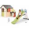 Set šmykľavka s dvojitou vlnou a vodotryskom 2 metrová Funny Toboggan Life Smoby a domček Nature s letnou kuchynkou