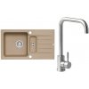 Alveus SET A20112 Beige 55 / Brúsená oceľ SETA20112 - Drez Granitový Niagara 70 - 780x435mm, vanička 348x350x160mm, 100x225x70mm, Beige 55 + bateria Angel