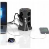 Stojanová predlžovacia zásuvka s prepäťovou ochranou a ochranou proti blesku, 12 zásuviek + 5 USB portov s resetom