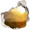 Nálepka 3D diera na stenu Horské slnko 75x75 cm