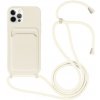 AppleKing silikónový kryt so šnúrkou a kapsou na karty pre iPhone 11 Pro Max - krémový - možnosť vrátiť tovar ZADARMO do 30tich dní