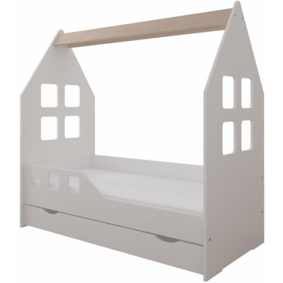 Detská domčeková posteľ OLIVER s prístelkou + 2x Kokos-molitan + 2x plachta