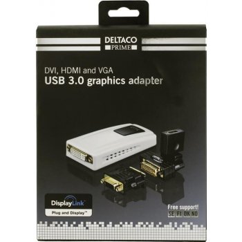 DELTACO adaptér z USB 3.0 na DVI