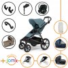 Set 11v1 Thule Urban Glide 4-wheel Mid blue s magnetickou sponou + madlo + vanička Tinted Taupe + JOMK príslušenstvo + autosedačka Cybex s ISOFIX základňou a adaptérmi Thule