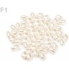 Plastové voskové koráliky / perly Glance oliva 6x10 mm - 10 g - krémová svetlá - F1 krémová svetlá