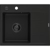 Mexen Ben, 1-komorový granitový drez 600x500x190 mm, ľavý + čierny sifón, čierna, 6522605000-77-B