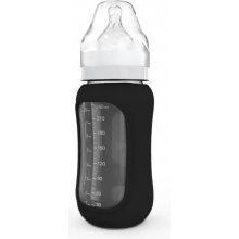 Eco Viking dojčenská sklenená fľaša široká silikónový obal Licorice Black 240ml