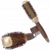 Olivia Garden Expert Blowout Shine Gold a Brown okrúhla fúkacia kefa na vlasy 33 mm