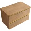 CERANO - Kúpeľňová skrinka pod umývadlo s úchytkou/doskou pod umývadlo Velora - 18 mm - dub medový, zlatá úchytka - 79x53x46 cm CER-664843