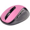 Myš C-TECH WLM-02P, čierno-ružová, bezdrôtová, 1600DPI, 6 tlačidiel, USB nano receiver WLM-02P