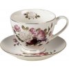 Clayre & Eef Porcelánová šálka s tanierikom Flower Sun - Ø 13 * 2 / Ø 8 * 7 cm / 200 ml - Clayre & Eef