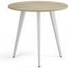 Konferenčný stôl PRIMO VIBE, priemer 80 cm, biela podnož, dub prírodný