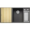 Blanco AXIA III 6 S sivá skala s excentrom + drevená krájacia doska 523463