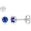 Stříbrné náušnice pecky SILVEGO s přírodním modrým topazem Swarovski Gemstones