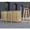 Hide box na odpadky - 3 koše (240l), prírodné drevo 80x278x115 cm