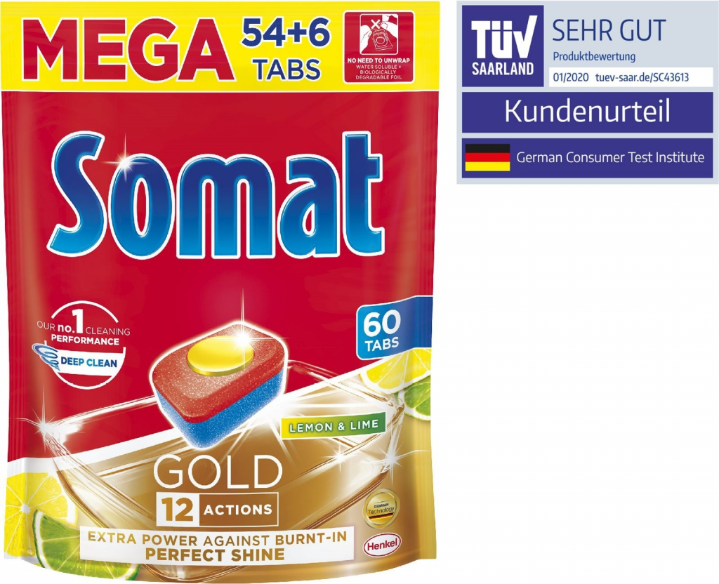 Somat Gold Lemon & Lime tablety do umývačky 60 ks od 7,6 € - Heureka.sk