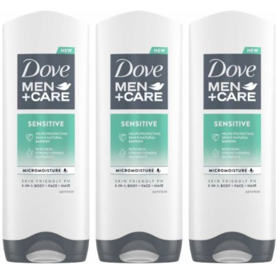 Dove Men+Care Sensitive sprchový gél 3x250 ml