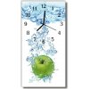 Sklenené hodiny vertikálne Kuchyňa voda farebné jablko 30x60 cm