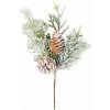 Vetvička MagicHome Vianoce, so šiškami, zasnežená, 30 cm