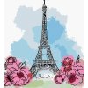 Maľovanie podľa čísel Eiffelova veža v Paríži s ružovými kvetmi, 80x100 cm, vypnuté plátno na rám (6036553)