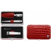 Príslušenstvo na manikúru Classic Inox v koženom podlhovastom puzdre červené 3 diely