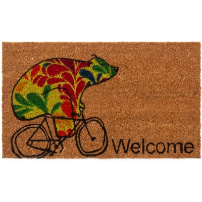 Home Elements Kokosová rohožka Medveď na bicykli, 43 x 73 cm