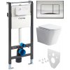 Mereo WC set - Rimless WC hranaté, modul pre sadrokartón, chróm hranaté tlačidlo lesklé MM02NSETRS322
