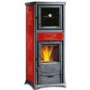NORDICA Rossella Plus Forno Evo bordó - krbová kamna s píckou, výkon 4 - 13 kW, varná plotýnka, černý smalt / keramika bordó