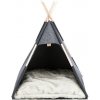 Jaskynka TIPI - prístrešok v tvare típí, 70 x 70 x 70 cm, plsť/drevo, antracit