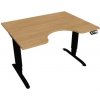 Hobis Pracovný stôl Motion Ergo, PO, 3S, 120x61-128x90 cm, dub/čierna