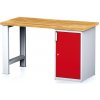 Alfa 3 Dielenský pracovný stôl MECHANIC I, pevná noha + dielenská skrinka na náradie, 1500 x 685 x 880 mm, červené dvere