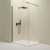Erga Paris, sprchová zástena Walk-In 140x200 cm, 8mm číre sklo, čierny profil, ERG-V02-PARIS-140x200-CL-BK