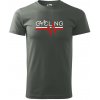 Cycling ekg - Klasické pánske tričko vyššej gramáže - 3XL ( Tmavá bridlica (sivá so zeleným nádychom) )