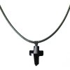 Šnúrkový Glosery náhrdelník s lesknúcim krištáľom v tvare krížika od Swarovski®, mini šnúrka 1mm, čierna šnúrka 1,5 a 2mm Krížik: 18mm / čierny, Hlavná šnúrka: žltá 1,5mm