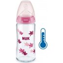 Dojčenská fľaša Nuk sklenená First Choice s kontrolou teploty ružová 240 ml