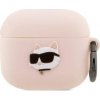 Pouzdro Karl Lagerfeld Karl Lagerfeld KLA3RUNCHP kryt Apple AirPods 3 růžový/růžový silikonová hlava Choupette 3D