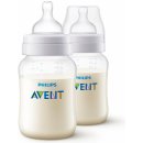 Philips Avent fľaša PP Antikolik Duo 2 fľaše polopriehľadné antikolikový mäkký cumlík pomalý prietok 1x1 set 260 ml