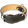 Bafpet Kožený obojok zdobený šitím HERRY 55cm/35mm čierna