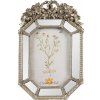 Clayre & Eef Strieborný antik fotorámik so zrkadlami a kvetmi Romantique - 15*3*24 cm / 10*15 cm - Clayre & Eef