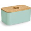 ZELLER Chlebník kovový s bambusovým víkem, mint, 30 × 18 × 14 cm (25163)