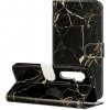 Peňaženkové kožené puzdro na Xiaomi Mi Note 10 Lite - Black Gold Marble